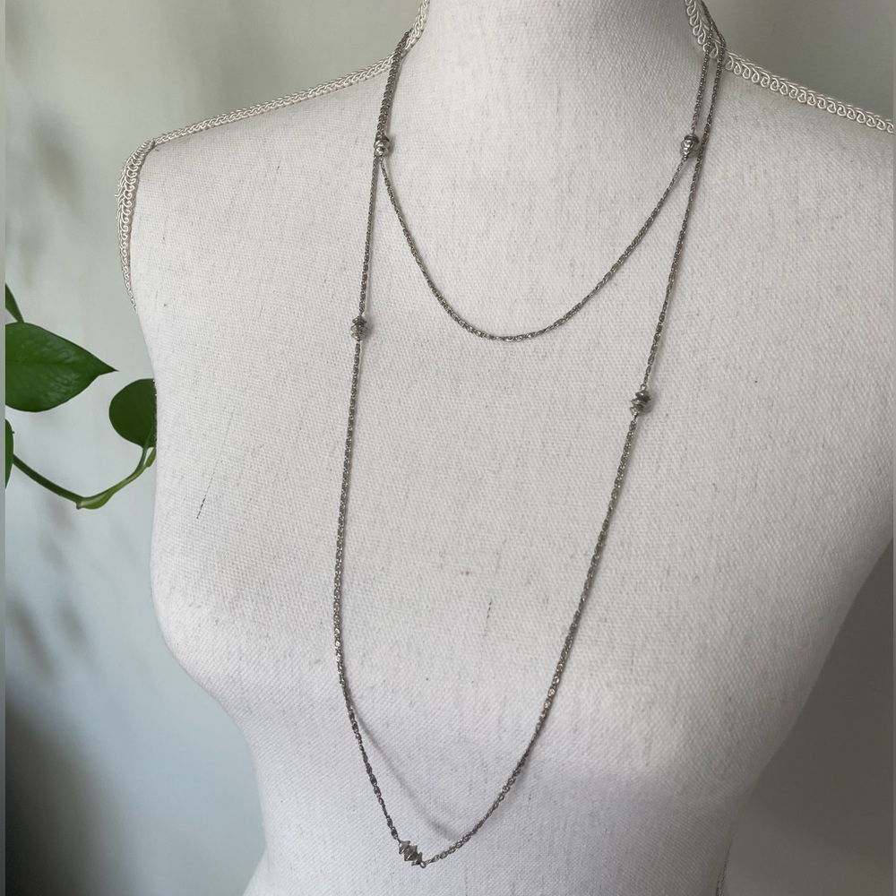 Monet Vintage Silver Tone Long Necklace